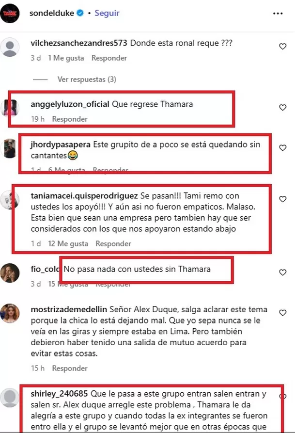 Las redes sociales estallaron luego de que Thamara Gómez revelara entre lágrimas que fue despedida de la agrupación. Cientos de seguidores salieron en su defensa y acusaron a la orquesta de ser "malagradecida" Foto: IG @sondelduke Las redes sociales estallaron luego de que Thamara Gómez revelara entre lágrimas que fue despedida de la agrupación. Cientos de seguidores salieron en su defensa y acusaron a la orquesta de ser "malagradecida" Foto: IG @sondelduke