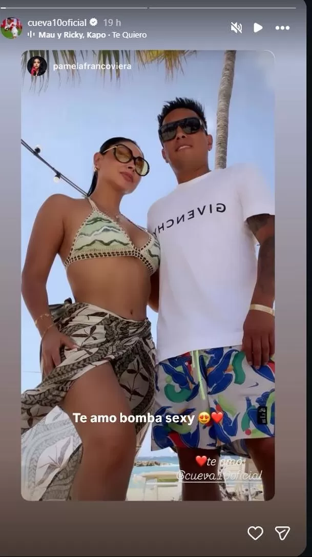 Cueva reposteó la foto de Pamela Franco y terminó llamándola “bomba sexy”. Foto: IG @pamelafrancoviera