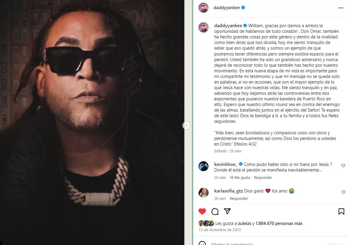 La respuesta de Daddy Yankee a Don Omar / Instagram