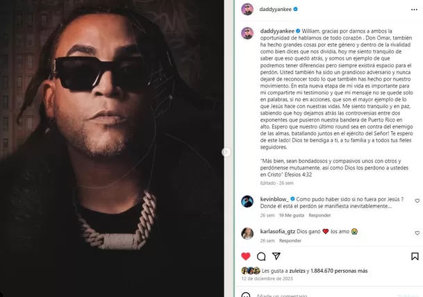 La respuesta de Daddy Yankee a Don Omar / Instagram