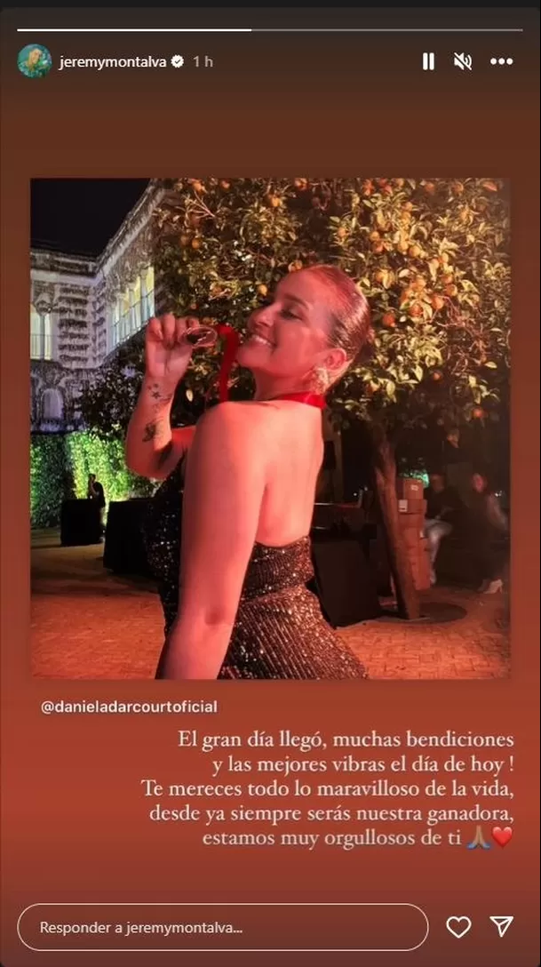 Jeremy Montalva, pareja de Daniela Darcourt escribió este mensaje horas antes de la gala en la que la cantante no logró obtener el premio/Foto: Instagram Jeremy Montalva, pareja de Daniela Darcourt escribió este mensaje horas antes de la gala en la que la cantante no logró obtener el premio/Foto: Instagram