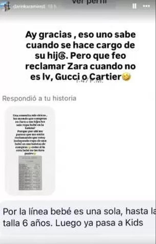 La empresaria decidió exhibir comprobantes de compra para aclarar que las prendas adquiridas eran para la hija que tiene con Jefferson Farfán y no para su segunda bebé