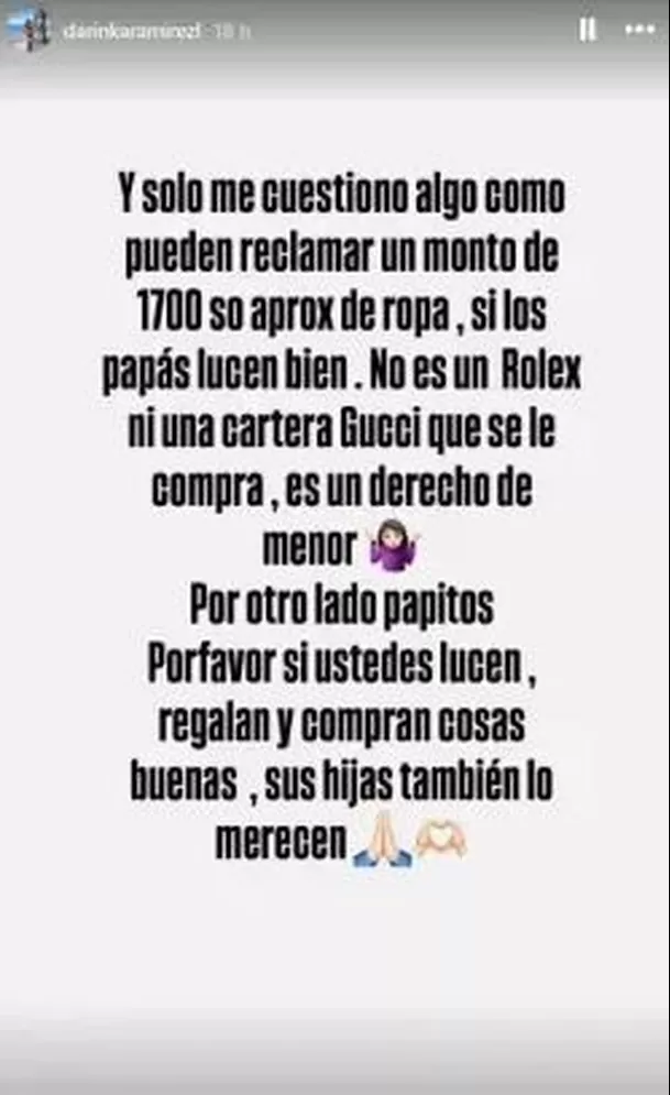La empresaria decidió exhibir comprobantes de compra para aclarar que las prendas adquiridas eran para la hija que tiene con Jefferson Farfán y no para su segunda bebé. Video: Instagram @darinkaaramirez