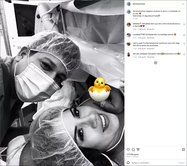 Darinka Ramírez dio a luz a segundo hija y su pareja estuvo presente / Instagram