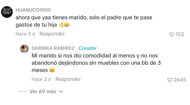 Darinka Ramírez dejó mal parado a Jefferson Farfán al responder comentarios de un usuarios. Foto: TikTok