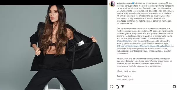 Victoria Beckham publicó mensaje | Imagen: Instagram