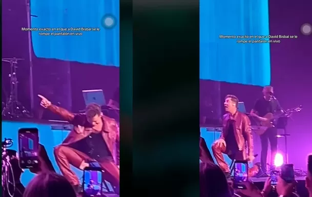 El comprometido momento de David Bisbal en pleno concierto tras sufrir una rotura de su pantalón. Fuente: TikTok