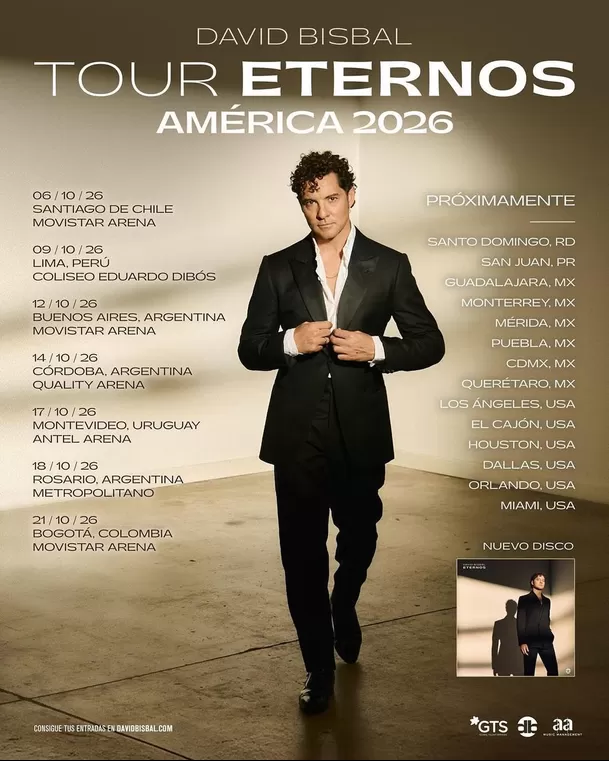 Tour Eternos de David Bisbal en América Latina / IG: @davidbisbal Tour Eternos de David Bisbal en América Latina / IG: @davidbisbal