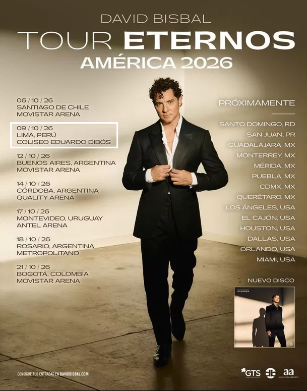 David Bisbal vuelve al Perú con su gira ‘Tour Eternos’/ Foto: Instagram