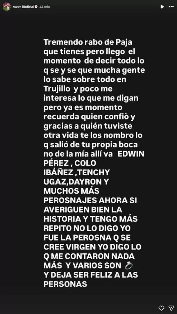 Cueva sorprende con polémica publicación en sus redes sociales / Instagram