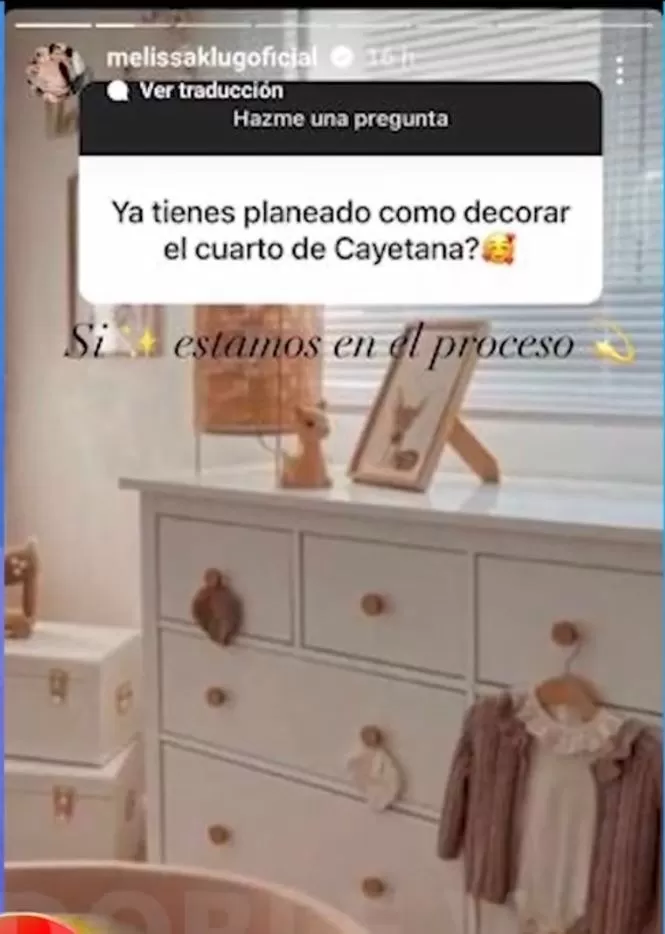 Melissa KLug está muy emocionada con el resultado de la decoración del cuarto de la pequeña Cayetana/Foto: Instagram