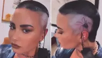 Demi Lovato estrenó tatuaje de una gran araña en su cabeza rapada.