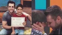 Nicola Porcella y su hijo en la final de 'La Casa de los Famosos' / Televisa