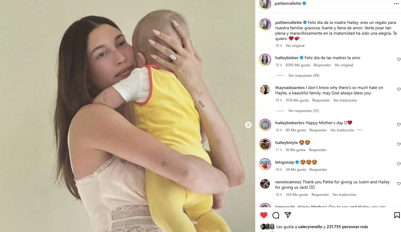 El tierno gesto de la madre de Justin Bieber con su nuera Hailey por el Día de la madre / Instagram El tierno gesto de la madre de Justin Bieber con su nuera Hailey por el Día de la madre / Instagram