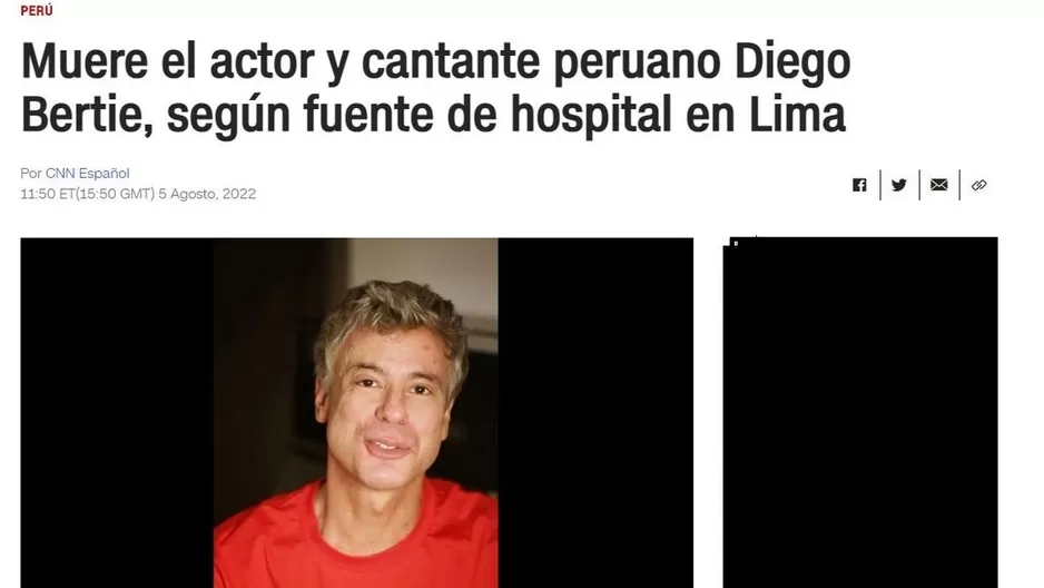  Diego Bertie: Así informó la prensa extrajera la muerte del actor peruano