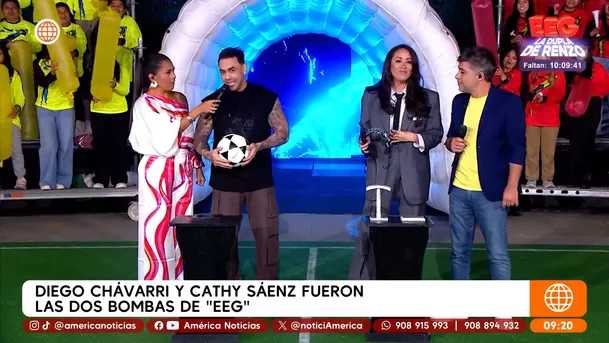 Diego Chávarri volvió a 'Esto es Guerra' junto a la productora Cathy Sáenz / América Tv