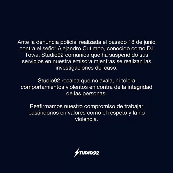 Studio92 separó a DJ Towa de su empresa / Instagram
