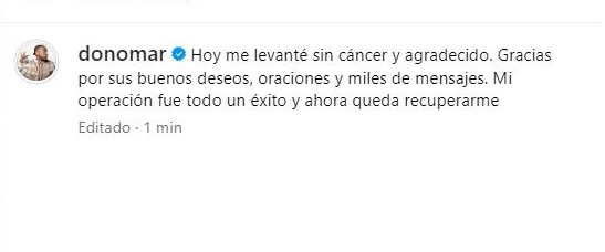 Don Omar asegura que ya no tiene cáncer/Foto: Instagram