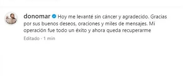 Don Omar asegura que ya no tiene cáncer/Foto: Instagram