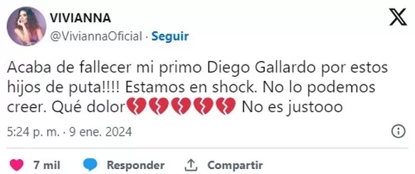 Ecuador: Cantante Diego Gallardo murió por una bala pérdida durante disturbios en su país