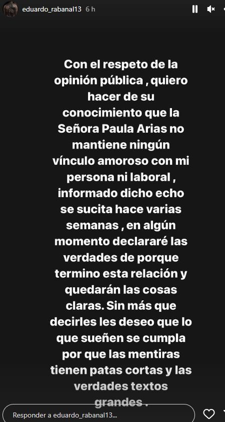 Eduardo Rabanal Anunció El Fin De Su Relación Con Paula Arias Las Mentiras Tienen Patas Cortas