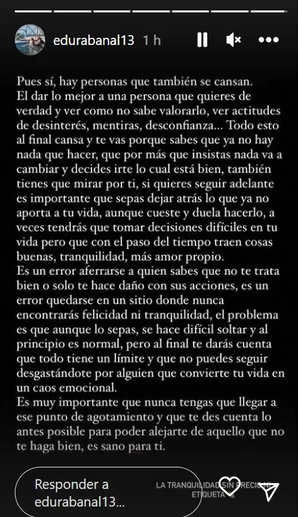 Eduardo Rabanal publicó un extenso comunicado en su cuenta de Instagram/Foto: Instagram