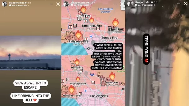 Eiza González compartió imágenes de lo que está viviendo en California por los incendios forestales. Fuente: instagram