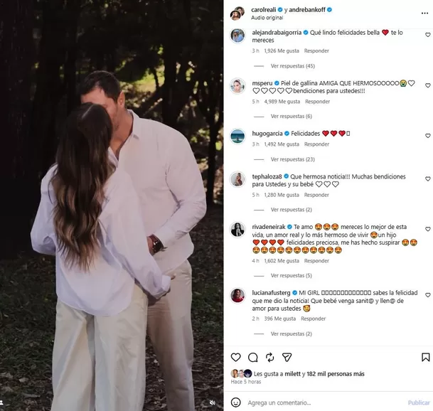 Carol Reali 'Cachaza' recibió cientos de felicitaciones en el anuncio de su embarazo. Foto: IG @carolreali