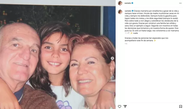 Vania Torres se despidió de su abuela con emotivo mensaje / Instagram