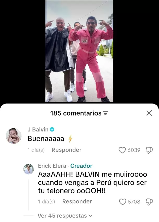 J Balvin reaccionó a baile de Erick Elera con sus compañeros / TikTok: erickeleraoficial J Balvin reaccionó a baile de Erick Elera con sus compañeros / TikTok: erickeleraoficial