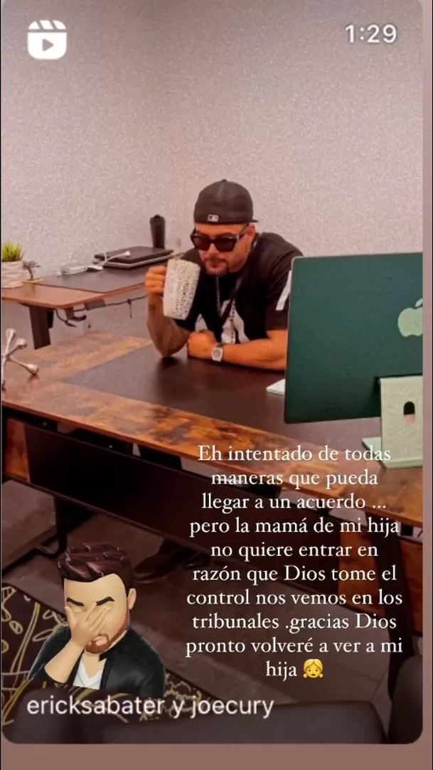 Erick Sabater iniciará acciones legales contra la madre de su hija Gitana Andújar/Foto: Instagram