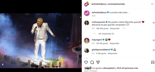 La publicación de Ernesto Pimentel tras el fallecimiento de Manolo Rojas / Instagram La publicación de Ernesto Pimentel tras el fallecimiento de Manolo Rojas / Instagram