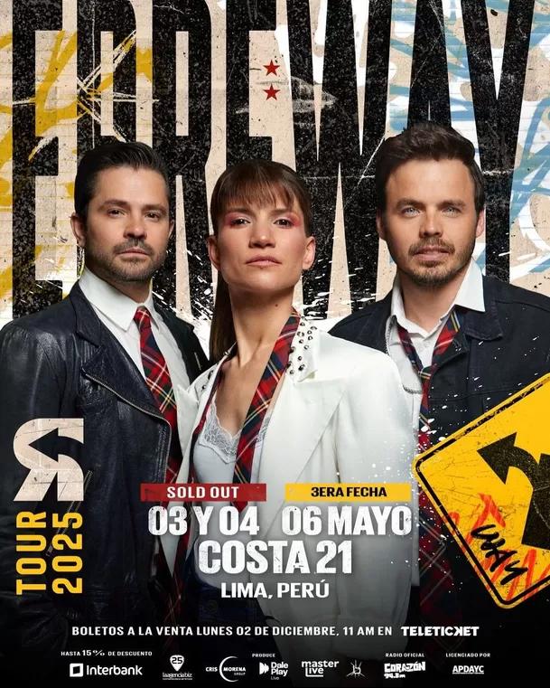Erreway confirma tercer concierto en Lima tras lograr dos sold out. Fuente: Instagram Erreway confirma tercer concierto en Lima tras lograr dos sold out. Fuente: Instagram