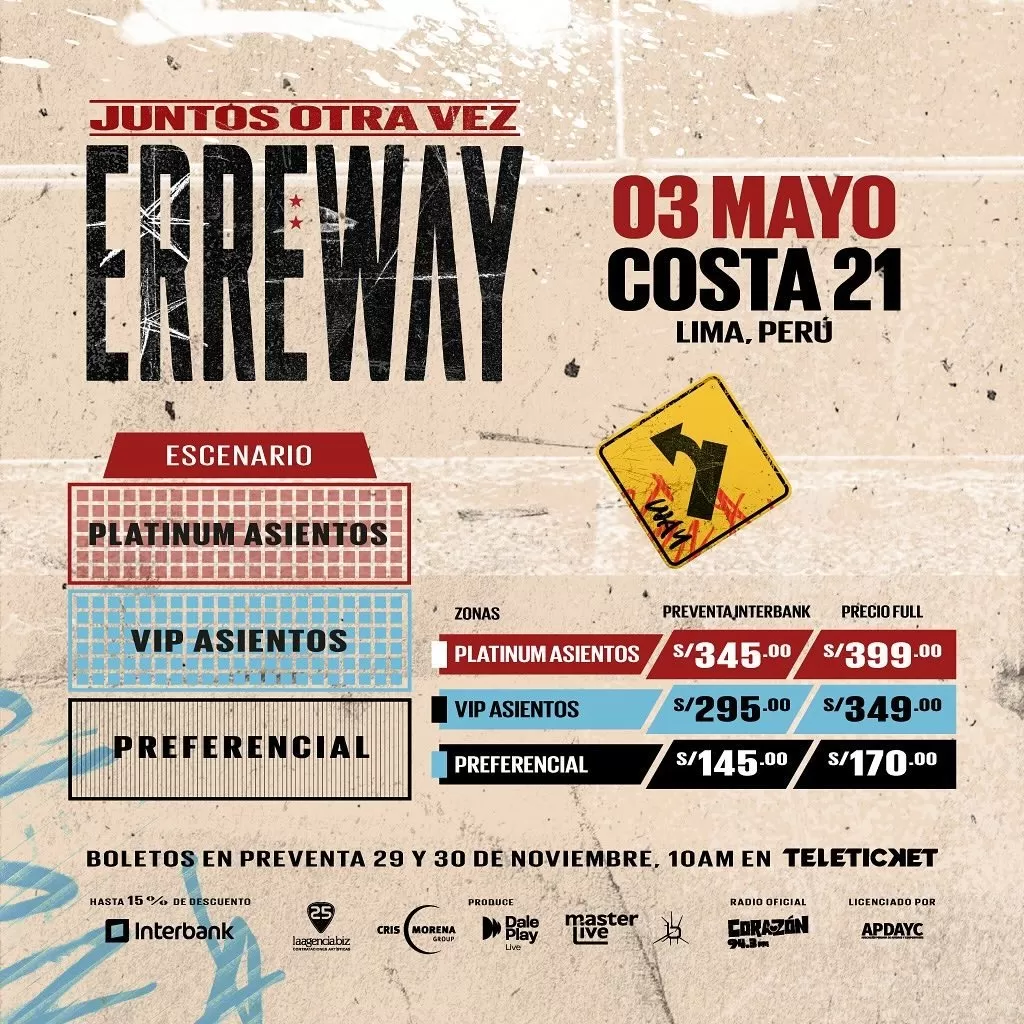 La preventa de entradas para el concierto de Erreway será este 29 y 30 de noviembre / Masterlive