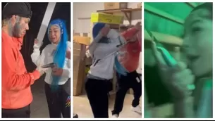 Tekashi 6ix9ine compartió videos de Yailin cuando lo amenazaba con un cuchillo. Fuente: Instagram