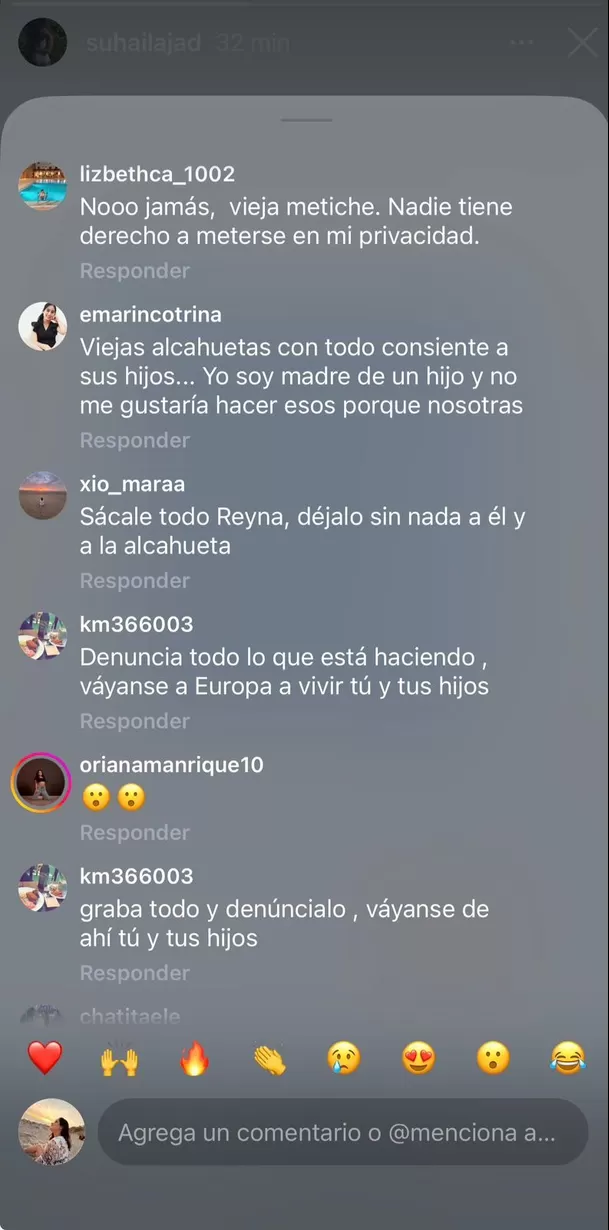 Reacciones de las seguidoras de Suhaila Jad, esposa de André Carrillo / Captura / Instagram