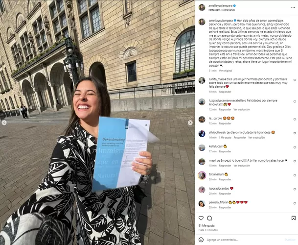 Publicación de Andrea Cordero en redes sociles. Fuente: Instagram