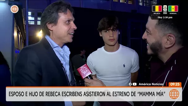 Carlos Margaray y Thiago, esposo e hijo de Rebeca Escribens, asistieron al estreno de ‘Mamma Mía’ / América Espectáculos Carlos Margaray y Thiago, esposo e hijo de Rebeca Escribens, asistieron al estreno de ‘Mamma Mía’ / América Espectáculos