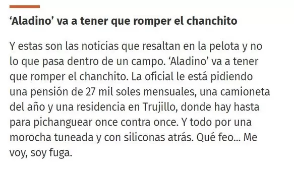 Columna 'Pisa Pelota' diario Trome, edición lunes 22 de julio/Foto: Trome