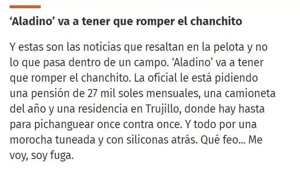 Columna 'Pisa Pelota' diario Trome, edición lunes 22 de julio/Foto: Trome