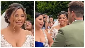 Estrella Torres se conmovió rumbo al altar antes de casarse con Kevin Salas. Fuente: Instagram/FiorellaMendez