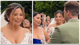 Estrella Torres se conmovió rumbo al altar antes de casarse con Kevin Salas. Fuente: Instagram/FiorellaMendez