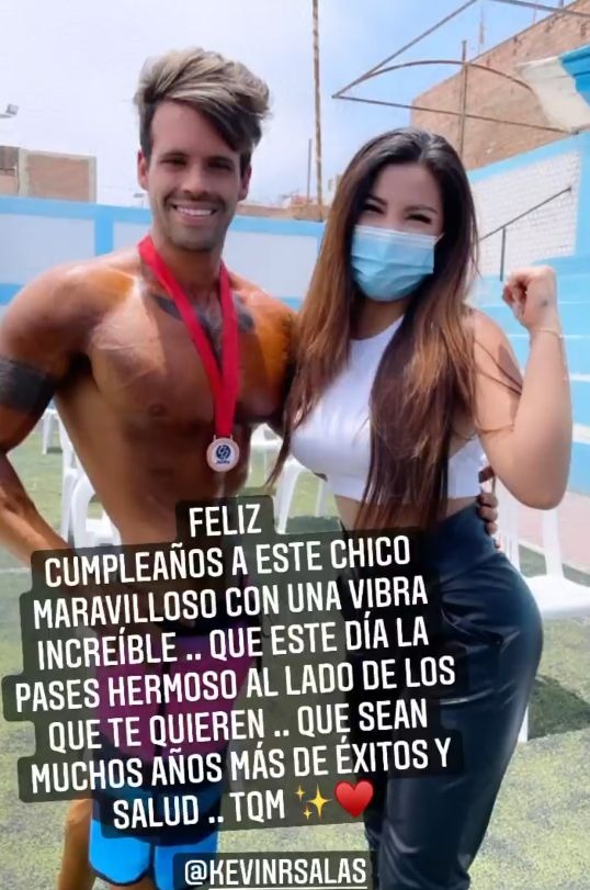 Estrella Torres y su efusivo saludo de cumpleaños a Kevin Salas 