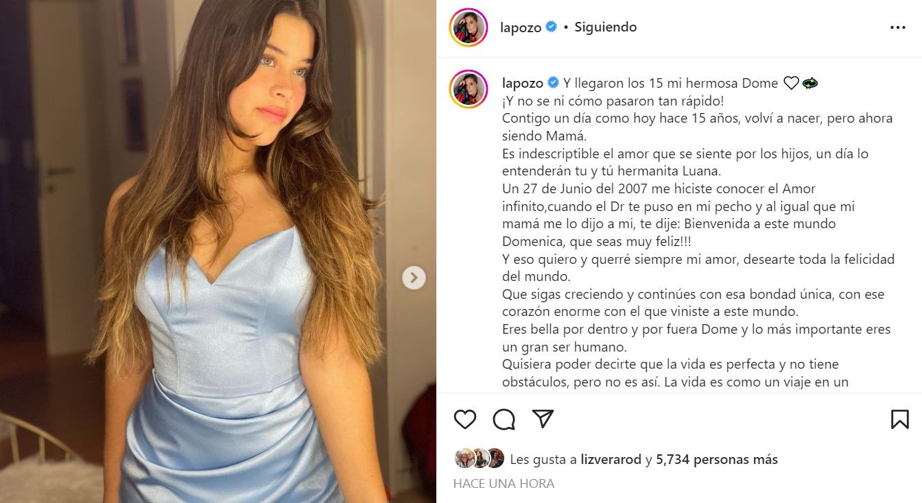 Ethel Pozo y las imágenes del quinceañero de su hija Doménica