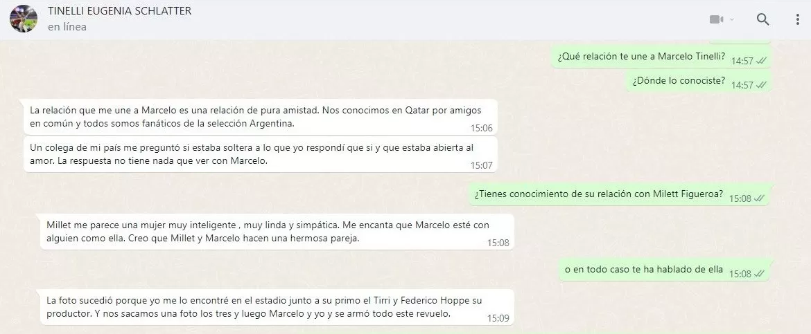 Declaraciones en exclusivaa de Eugenia Schlatter para la web de América Noticias/Foto: WhatsApp