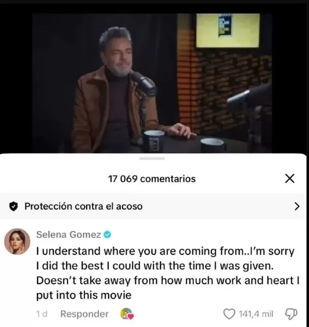 Respuesta de Selena Gómez a la crítica de Eugenio Derbez/Foto: YouTube