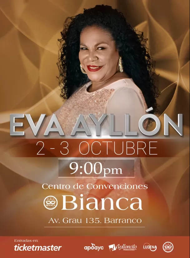 Eva Ayllón ofrecerá dos conciertos en el Centro de Convenciones Bianca en Barranco / IG: @evaayllonoficial Eva Ayllón ofrecerá dos conciertos en el Centro de Convenciones Bianca en Barranco / IG: @evaayllonoficial