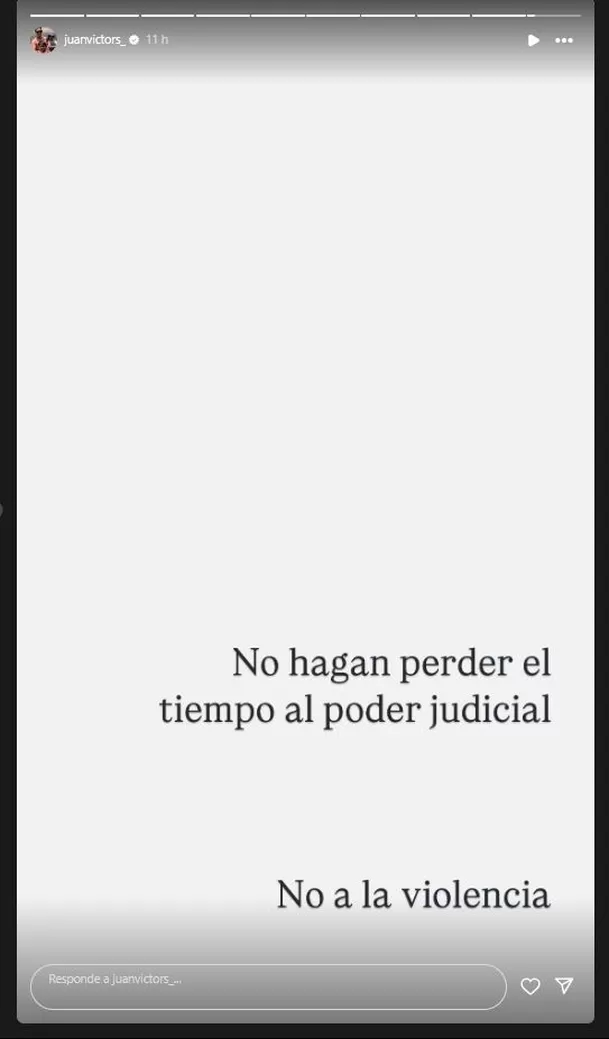  Juan Víctor no se quedó callado y recurrió a sus redes sociales para lanzar un mensaje que fue interpretado como una clara burla hacia Andrea San Martín. Foto: Instagram