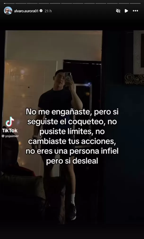Indirecta de Álvaro Aurora, expareja de Thamara Gómez. Fuente: Instagram Indirecta de Álvaro Aurora, expareja de Thamara Gómez. Fuente: Instagram
