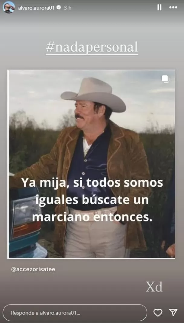 Mensaje de Álvaro Aurora en redes sociales. Fuente: Instagram Mensaje de Álvaro Aurora en redes sociales. Fuente: Instagram